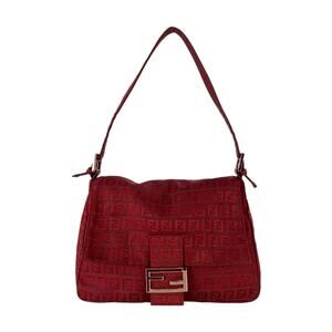 Fendi Zucchino Red Mama Baguette Bag